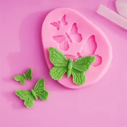 Formy do pieczenia 200pcs 3D silikonowe forma ciasteczka kształty motyla forma ciasto 3 wnęki do mydła czekoladowe lodowe narzędzie dekoracyjne