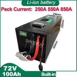 Batterier 72V 100AH ​​Li jon med laddare Inbyggd 220A 340A BMS litiumpolymerbatteri för cykeltricelscooter Motorcykel drop dhsth