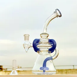 10 Inch Heady Bong Cream Blue Premium Three Tubes Joint Mixed Color Neo Fab Hookah Water Pipe Glass Bongs With 14mm Bowl Ready for Use US Warehouse