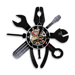 Plumber Repairing Tools LED Night Lights Record Wall Clock Illustration Garage Wall Art Watch Exclusive Hanging Wall Lamp X07269967378