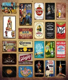 Western Vintage Vector Whisky Plaque Bier Metallschilder Bar Pub Dekorative Tavernen Dekor Havanna Club Eisenwein Poster Yi1518747887