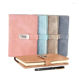 Party Supplies A5 Password Book Thickened Notepad Retro Canvas With Lock Creative Diary Stationery Hand