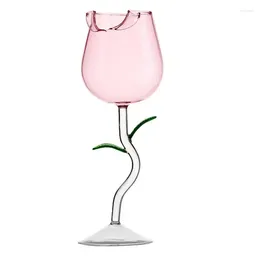 Weingläser Rosenglasstil Spezialförmig mit farbigen Blättern widerstandsfähige Blumenform Elegante Trinkdarstellungen Cocktailbecher Form