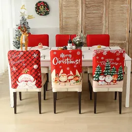Sandalye Noel ziyafet kapağı karikatür santa yemek odası koltuk dekorasyon dokunmamış Noel partisi ev dekor hediye kapsar
