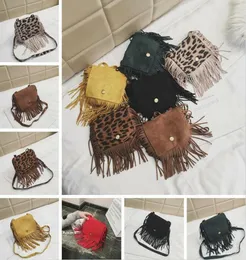 Geldbeutel Leopard Fringe Messenger Geldbeutel Kinder Tassel Crossbody Bag Hippie Quasten Handtasche Kinder Kindergärtner Girl Party Bevorzugung Geldbörsen 3525848