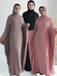 Ubranie etniczne Ramadan Eid bawełniana bieliznę Khimar Abaya Zestaw Dubai Muzułmańskie zestawy hiżab sukienka kaftan abayas caftan marocain femme vestidos para mujer t240510