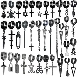 Dangle Ohrringe 1 Paar Punk schwarze Styles Edelstahl Gestüt Hoop für Männer und Frauen Gothic Street Hip Hop Ohrschmuck