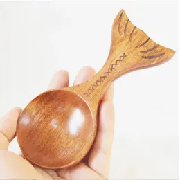 Retro Fish Shape Sauce Spoon Japanese Style Short Handle Heat-Resistant Wooden Spoon Small Fish-shaped Spoon Kitchen Tool