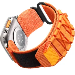 Nylon wowen robusd hook watch band smart cinghie per Apple watch 38mm 40mm 49mm 42mm 44mm 45mm 3 4 5 se 6 7 9 serie Iwatch Ultra Band Designer Bracciale Militry Bracele