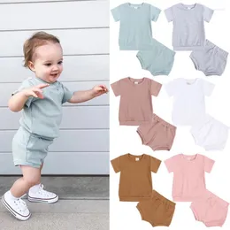 Kleidungssets 1 2 3 4 Jahre Baby Jungen Mädchen Sommer bequeme Baumwolltops Shorts 2pcs Outfits Kleinkind Tracksuit Kids Kleidung