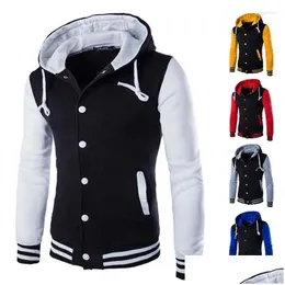 Mens Jackets Männer Briefman Varsity Jacke mit Hood Color Block Hoodie College Baseball für Winter Jaqueta Chaqueta Hombre Drop DHFGI DHFGI DHFGI