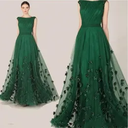 Zuhair Murad 2020 Evening Dresses Emerald Green Cap Sleeve Prom Gowns Women Custom Made Lace Appliques Special Occasion Dress 351V