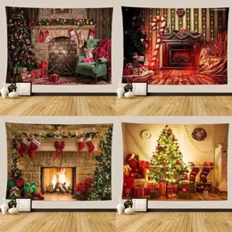 Tapestries 2024 Christmas Tree Tapestry Gift Fireplace Farmhouse Decoration Kitchen Wall Blanket Feliz Navidad