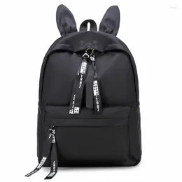 Backpack Cute Canvas Women Ears Design School Bag Solid Color Shoulder Schoolbag For Teenage Girls Travel Rucksack