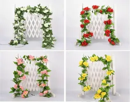 22m künstliche Blumenrebe gefälschte Seidenrose Ivy Blume für Hochzeitsdekoration Künstliche Reben Hängende Girlande Home Decor DHL Q67095224