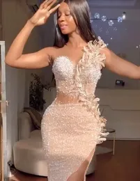 ASO EBI Style perline abiti da ballo di ballo in pizzo fatto a mano Fiodi Flessa Elegante Abito da sera Africano Abito Formale Mermaid 2025