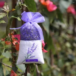 Gift Wrap 25pcs Empty Lavender Bags Floral Printing Fragrance Pouch Sachets Bag For Relaxing Sleeping ( Dark Purple)