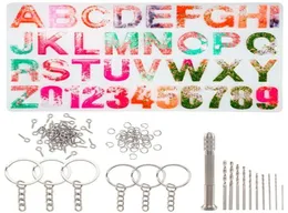 DIY -smyckesuppsättningar med silikonformar för UV -hartsepoxiharts smycken tillverkningsbrev AZ och nummer 09 rostfritt stellfynd14978700628