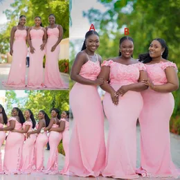 2019 Blush Pink Bridesmaid klänningar olika stilar samma färg plus storlek formella klänningar piga av hedersklänningar afrikansk sjöjungfru kväll g 267k