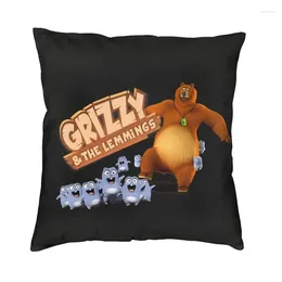 Pillow Grizzy and Lemmings Funny Cover 45x45 Soft Happy The Rzut Case for Sofa Dekoracja salonu