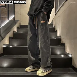 Jeans maschile maschio denim pantalone primaverile autunno legame lungo le gamba casual larga gamba retrò vestiti di pantaloni y2k