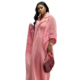 Etniska kläder Elegant African Party Evening Dresses For Women 2024 African 3/4 Slve Plus Size Long Maxi Dress Gowns Dashiki Africa Clothing T240510