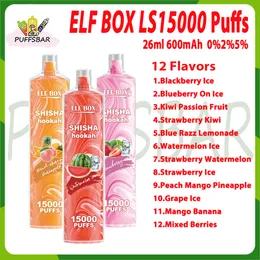 BOX ELF originale LS15000 SHISHA CACCHAH SHISHA 0% 2% 5% ricaricabile 12 sapori VAPE usa e getta Bulk Acquista all'ingrosso