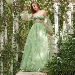 2024 Abiti gioiello con menta con pilotto verde a maniche lunghe per tulle a maniche lunghe ricami in pizzo applique chiffon spiaggia abiti ospiti per ospiti più dimensioni su misura made