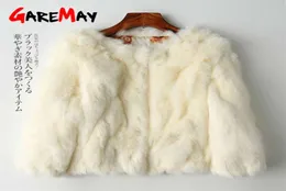Garemay Real Rabbit Fur Jacket for Women longleseve plus size overcoat women039sショートコート