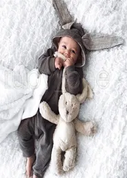 Baby Sleeping Uszy Rabbit Romper Rra3572 Odzież zamek błyskawiczny worka body z kapturem niemowlę niemowlę Jumpusy Babies Rompers Newbo6646848