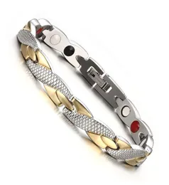 VINTERLY ENERGY PULHEGEL MAGNÉTICA Corrente de ouro masculino Bracelete de germânio Holograma Bracelets de aço inoxidável para Women1871084