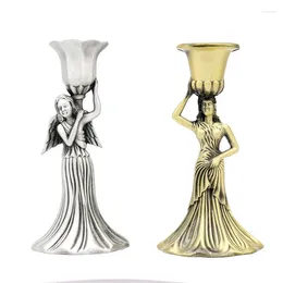 Candle Holders HeyMamba Antique Angel Holder Metal Maiden Of Virtue Candlestick Home Wedding Party Decoration Stand