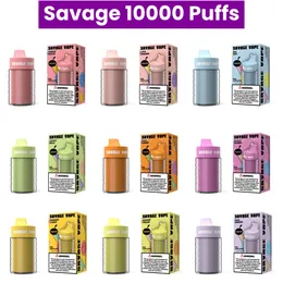 Savage Vapes e Сигареты Puff 5000 10000 25 мл регулируемые воздушные потоки одноразовые вейсы E CIG 2% 3% 5% 10 Вкус вкуса вкуса Предварительно заполненный сок сетчатой катушка 650mah Аккумулятор