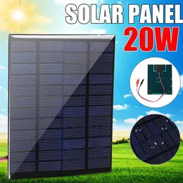 20 W Panel Solar 12 V Policrystallinowy komórek silikonowych DIY Kabel wodoodporny system zasilania do ładowania na zewnątrz do Campin 240430