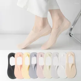 Women Socks Chrleisure 10pairs Ice Silk Silk-Shin Mesh غير مرئي سيليكون مضاد للانزلاق لا يسقط مع القارب من أجله