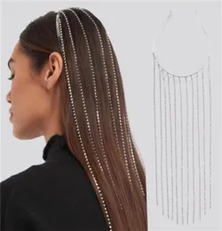 Placa de faixa de cristal de cristal de torta longa de strass para mulheres Bijoux Hair Hair Hoop Cabela Acessórios Cadeia de Casamento Party Je1960644