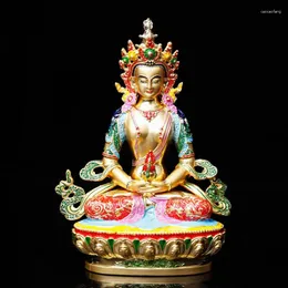 Dekorative Figuren Langlebigkeit/ Amitayus farbig 5 Zoll Wirksame tranische Buddha -Legierung Metall Buddhist Lieferanten Haus/ Büro Dekoration Statue