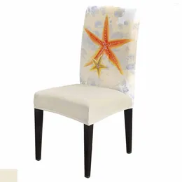 Stol täcker retro akvarell stjärnfisk matsal spandex stretch säte omslag för bröllop kök bankettfest