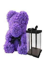 LED Light Rose Teddy Bear Valentines هدية زهور Foam Teddy Bear with Heart Wedding Foam Flower Decorations Love Rose Bear5407770