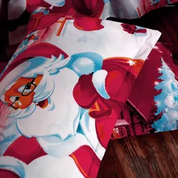 Bedding Sets 4pcs Cotton 3D Set Printed Merry Christmas Santa Claus Bed Cover Duvet Sheet 2 Pillowcases Housse De Couette