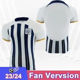 2023 24 Alianza Lima Mens 축구 유니폼 Sabbag Reyna Concha Barcos Zambrano 홈 풋볼 셔츠 짧은 소매 성인 유니폼