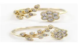 Кольцо женщин корейская версия модного темперамента Diamond Ed Leaves Ruyi Flower Open Ring Кольцо кольцо Finger Fem2652833