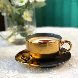 Coppe Saucer Coppa di caffè creativo e piattino set nero oro nero di lusso di lusso di lusso Viaggio tazza espresso ceramica 200ml