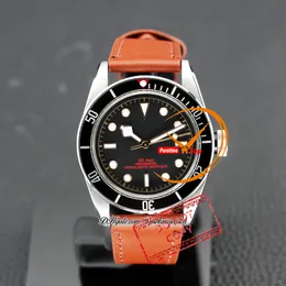 M79230 A21J Automatische Herren Uhr 41 mm Stahlhülle Schwarzes Zifferblatt weiße rote Marker Braune Lederband Sport Uhren Reloj Hombre Montre Hommes reinzeitlich Pttd