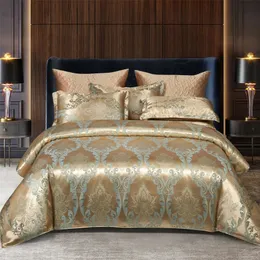 Wostar Satin Rayon Jacquard Duvet Cover 220x240 Summer Luxury Double Bed Quilt Cover Bedding Set Queen King Size Comforter Set 240511