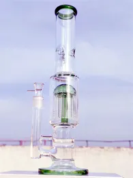 16 inç Heady Cam Bong 9mm Kalınlık Ağır Yeşil Buz Catcher Denizanası Filtresi Nargile Cam Bong Dab Rig Recycler Su Bongs 14mm ABD Depo