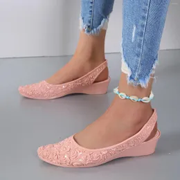Sandálias mulheres estilo boêmio sapatos de verão feminino moda de cor sólida flor plástico plástico inclinação zapatos para mujeres