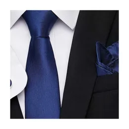 Zestaw na szyję najwyższej klasy hurtowy 7,5 cm urodzinowy prezent czarny krawat hanky mankiet zestaw krawat