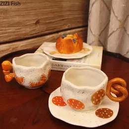 Tazze graziose tazze di ceramica in ceramica mozza dipinte maniglia da caffè dipinte per tè tacpa da tè latte di frutta contenitore succo di frutta
