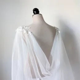 Avvolgono giacche in avorio in tulle Cloak Wedding Cape Veil Viking Pagan Pagan alternativo Cape Lace Cloak 308B 308B